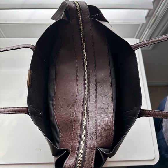 Call It Spring dark brown women’s zippered purse with gold hardware - Picture 3 of 7